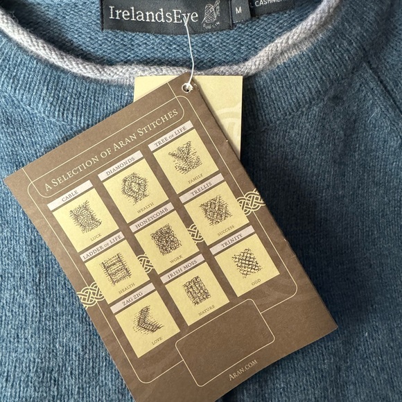 IrelandsEye Blue KILLINEY Wool & Cashmere Cardigan, Size Medium, New With Tags - Picture 10 of 11